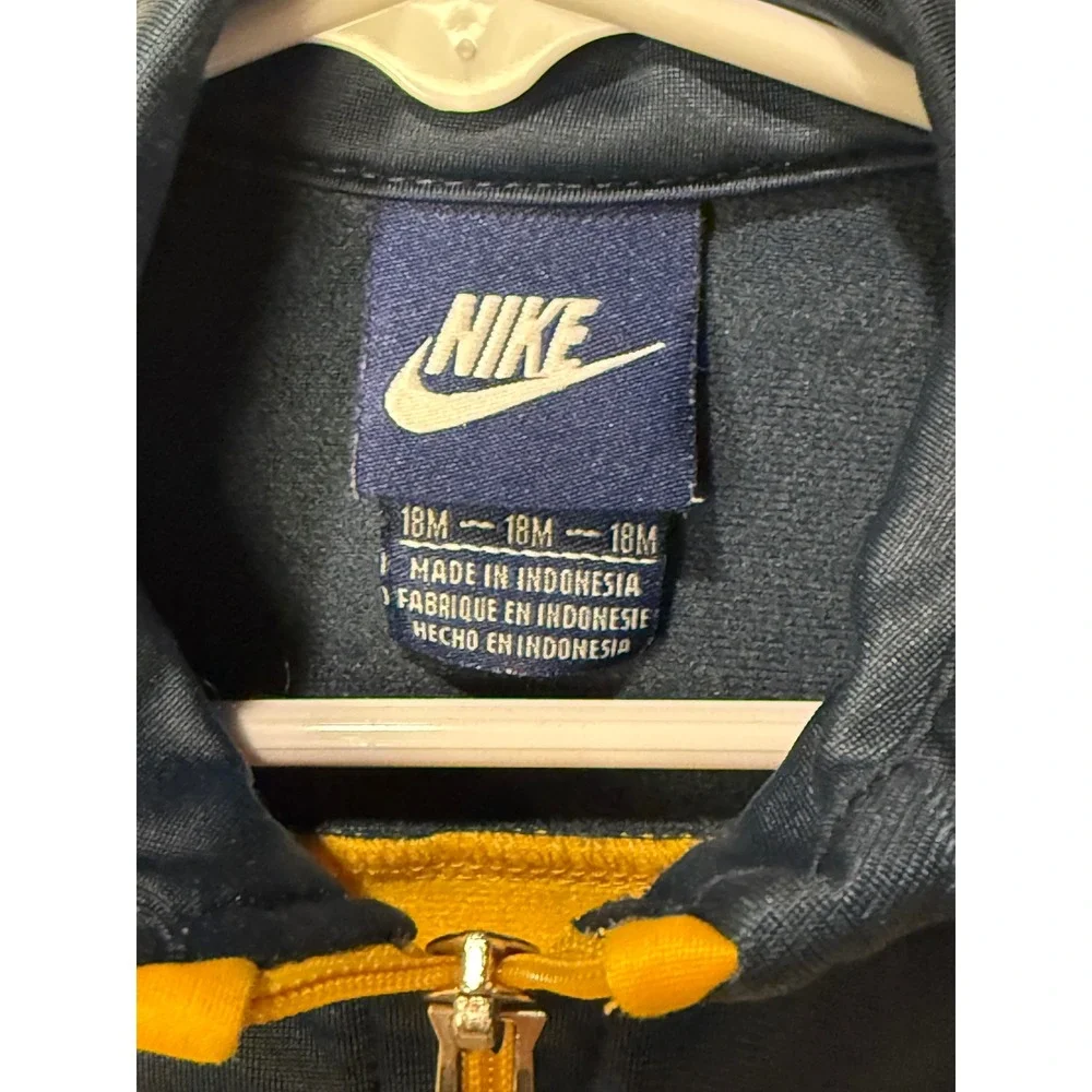 Kids Nike Track Jacket Navy Blue Yellow Logo Zip‎ Up Size 18M Wore One